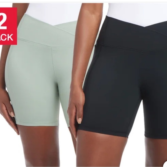 Danskin Women's Cross Waist Bike Short, 2-pack black salt/ pink peony small - Picture 1 of 8